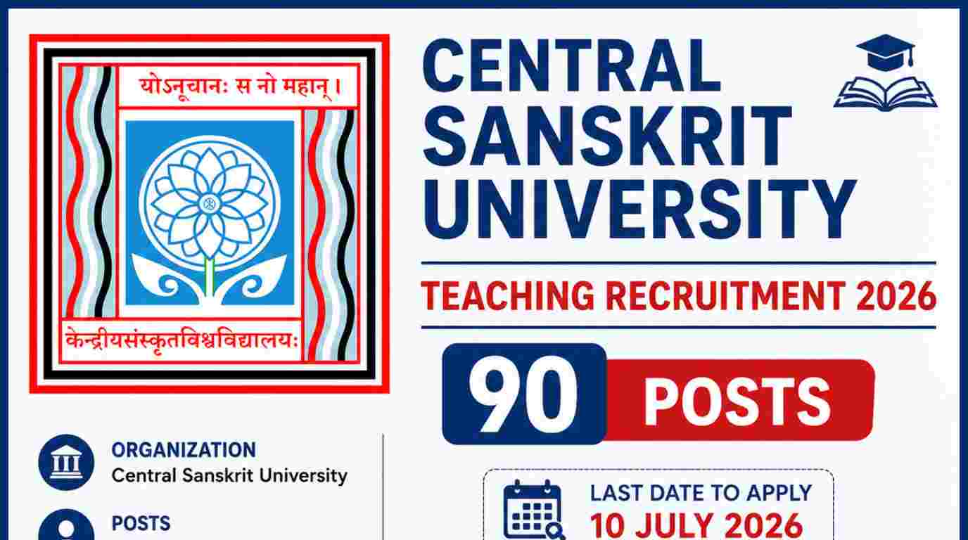 Central Sanskrit University Teaching Recruitment 2026 Apply Online for 90 Posts
